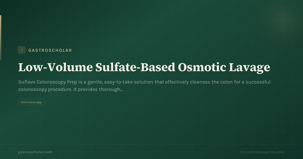 Original GastroScholar summary card for low-volume PEG-sulfate bowel prep. Not a product photograph.